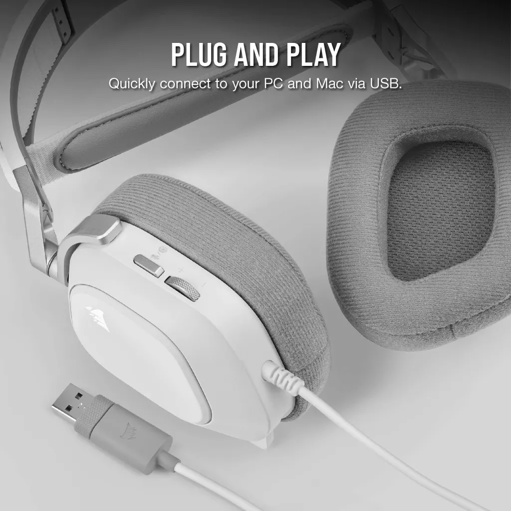 HS80 RGB USB Wired Gaming Headset — White (AP)