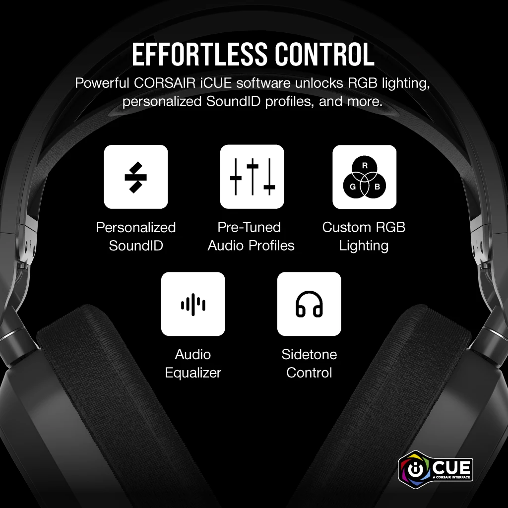  CORSAIR HS80 RGB WIRELESS Multiplatform Gaming Headset