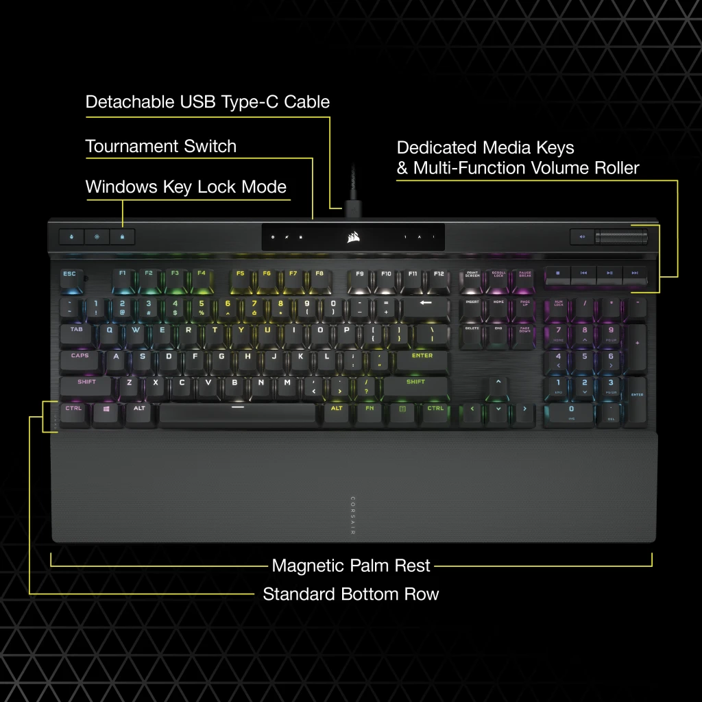 K70 RGB PRO Mechanical Gaming Keyboard with Polycarbonate Keycaps