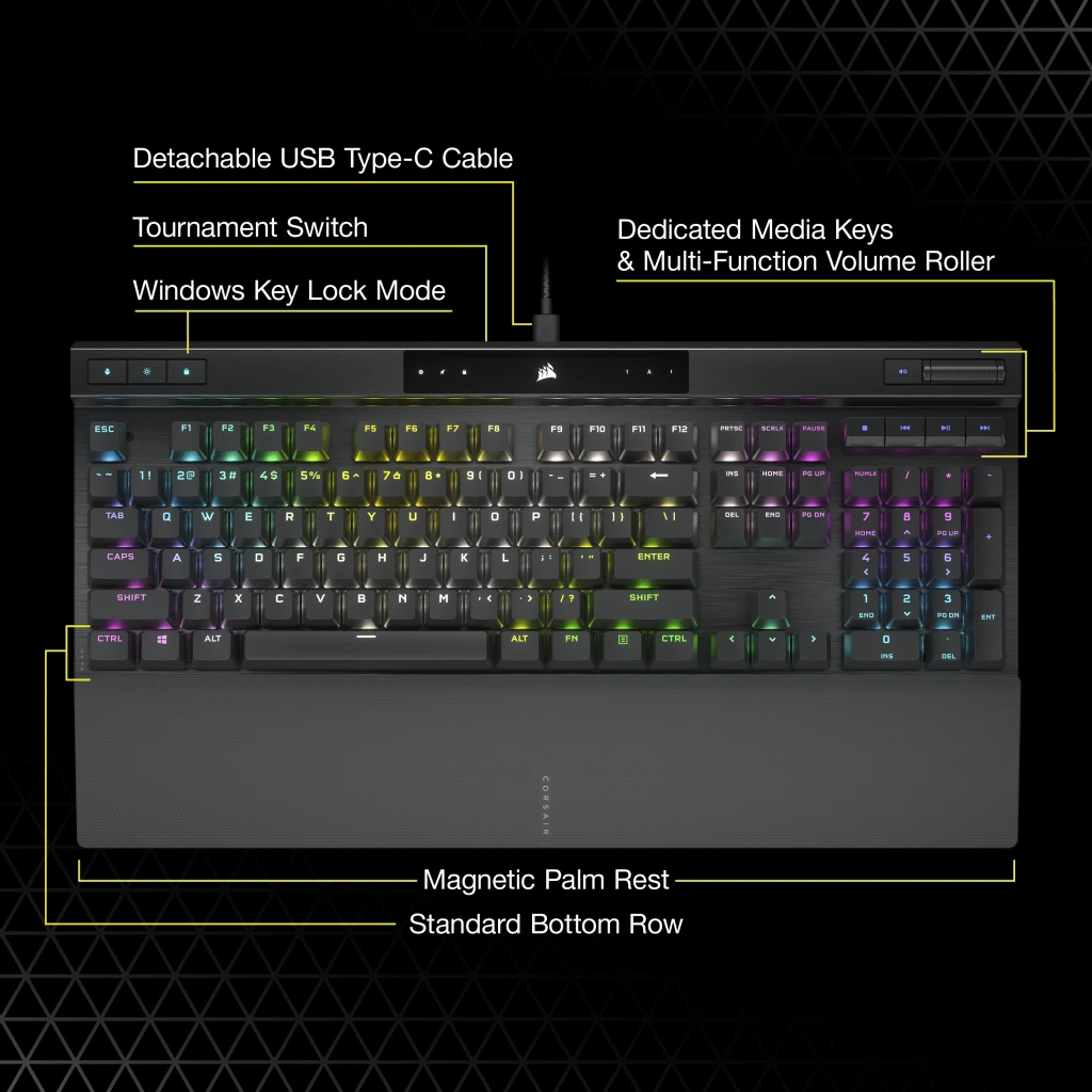K70 RGB PRO Mechanical Gaming Keyboard with PBT DOUBLE SHOT PRO