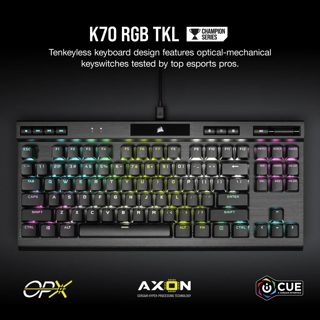 CORSAIR K70 RGB TKL CHAMPION 銀軸 日本語配列 K70 RGB TKL CHAMPION SERIES Optical-Mechanical Gaming Keyboard