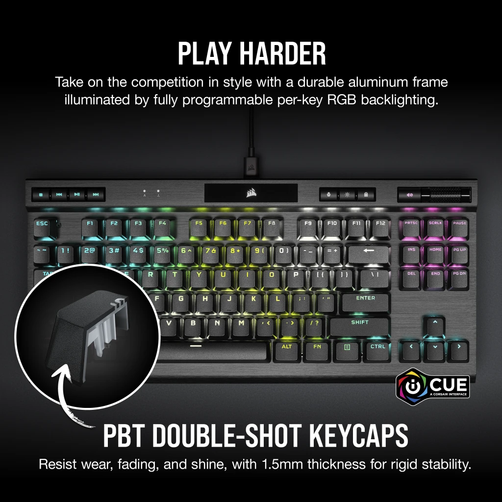 Corsair K70 RGB TKL 銀軸.ver K70 RGB TKL CHAMPION SERIES Mechanical Gaming Keyboard