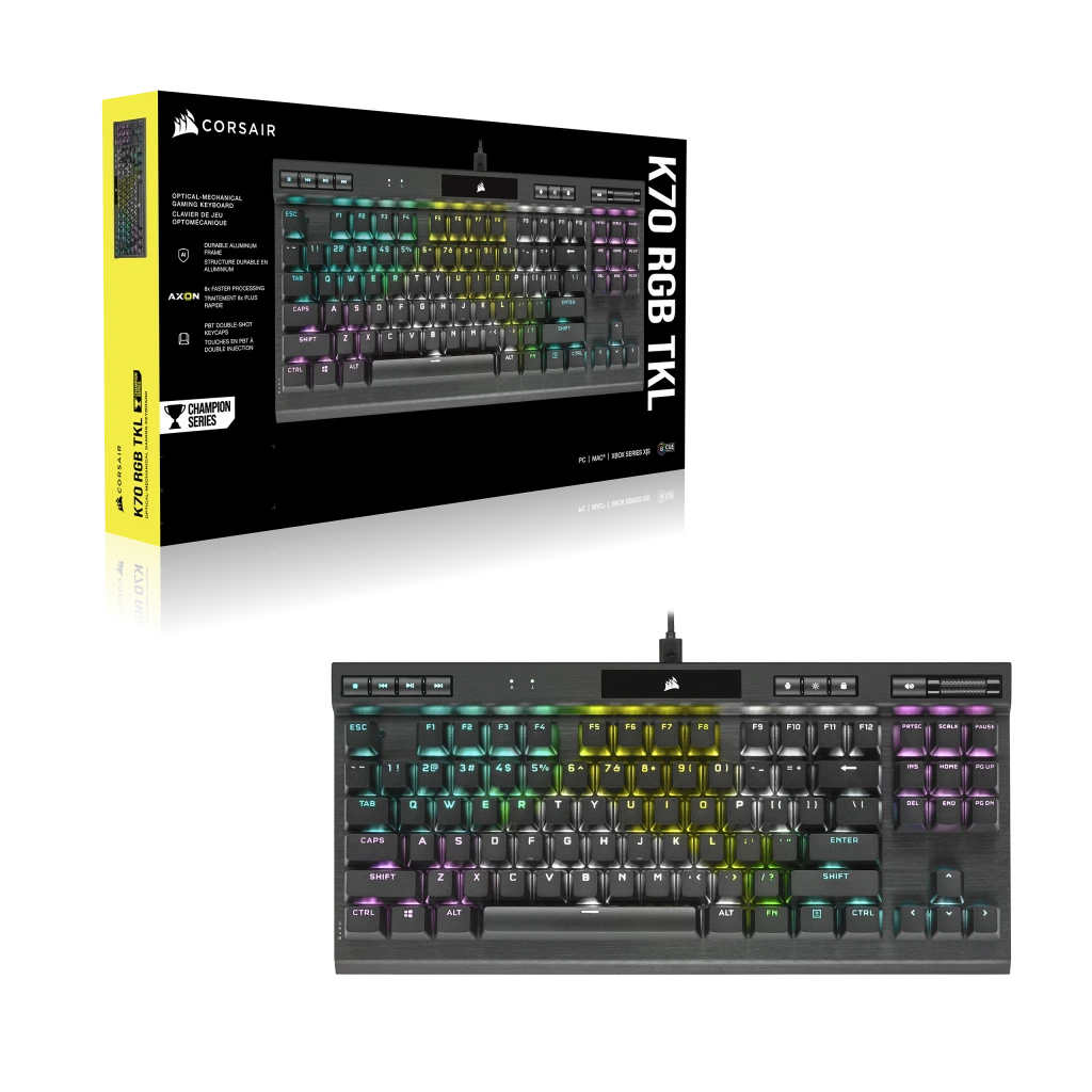 K70 RGB TKL CHAMPION SERIES Optical-Mechanical Gaming Keyboard with PBT  DOUBLE SHOT PRO Keycaps (NA)