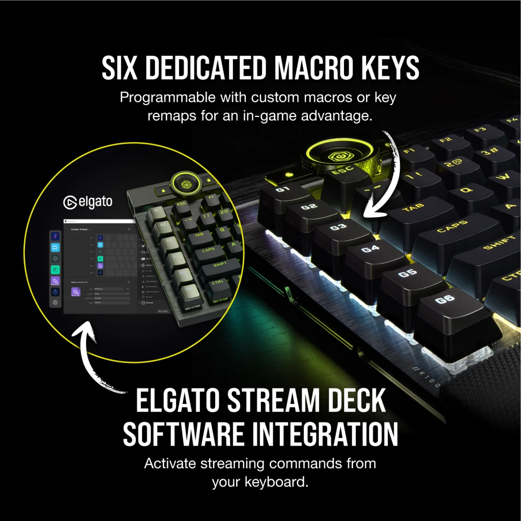 Optical-Mechanical K100 Black — Gaming CORSAIR RGB Switch — OPX Keyboard