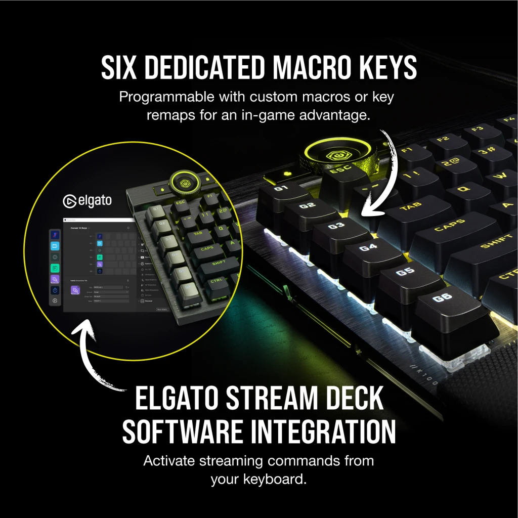 K100 RGB Optical-Mechanical Gaming Keyboard — CORSAIR OPX Switch — Black