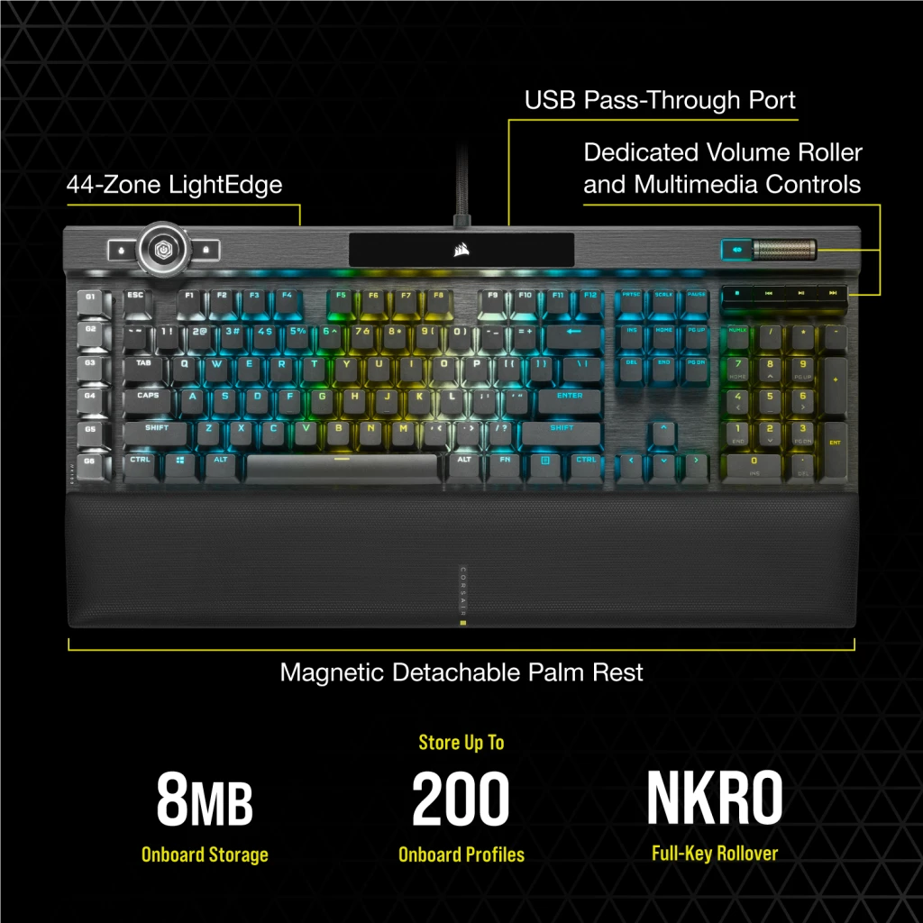 K100 RGB Optical-Mechanical Gaming Keyboard — CORSAIR OPX Switch — Black
