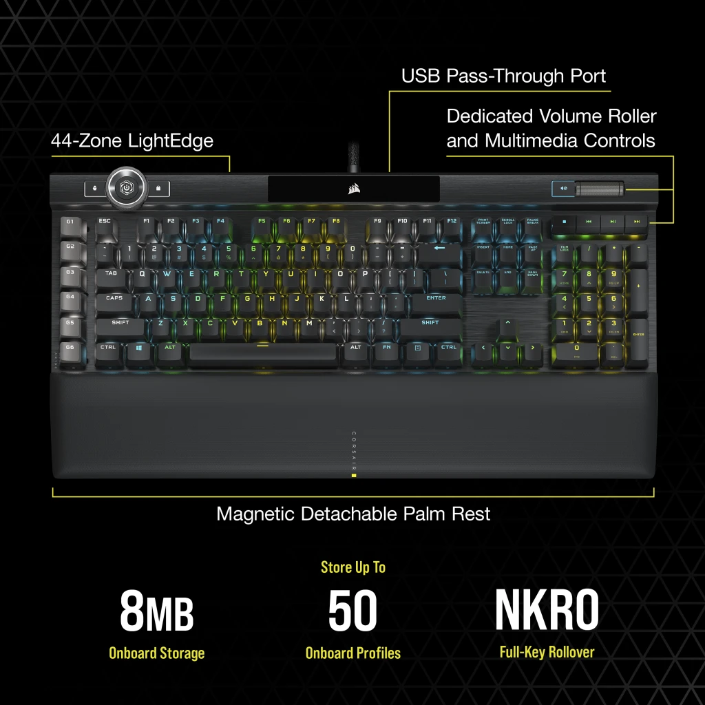K100 RGB Optical-Mechanical Gaming Keyboard — CORSAIR OPX Switch