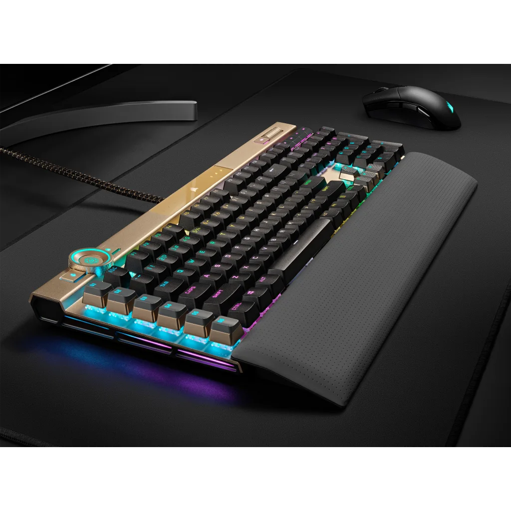 Corsair K100 RGB Gaming-Tastatur – Optisch-mechanische Switches (OPX), 4.000 Hz Abfragerate, AZERTY-Layout, Schwarz, Inkl. Elgato Stream Deck
