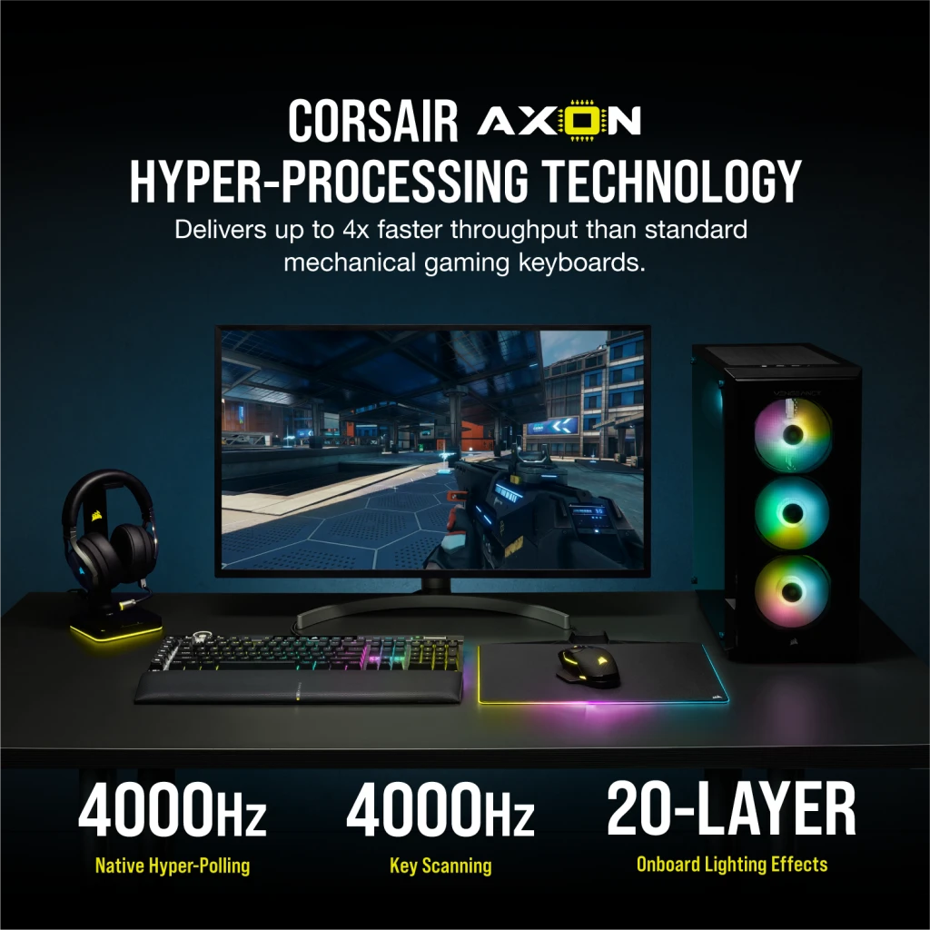 K100 RGB Optical-Mechanical Gaming Keyboard - Midnight Gold