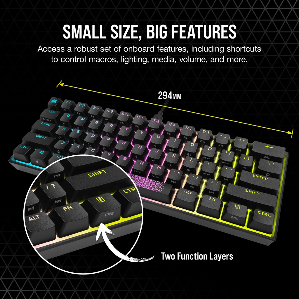 K65 RGB MINI 60% Mechanical Gaming Keyboard — CHERRY MX Red