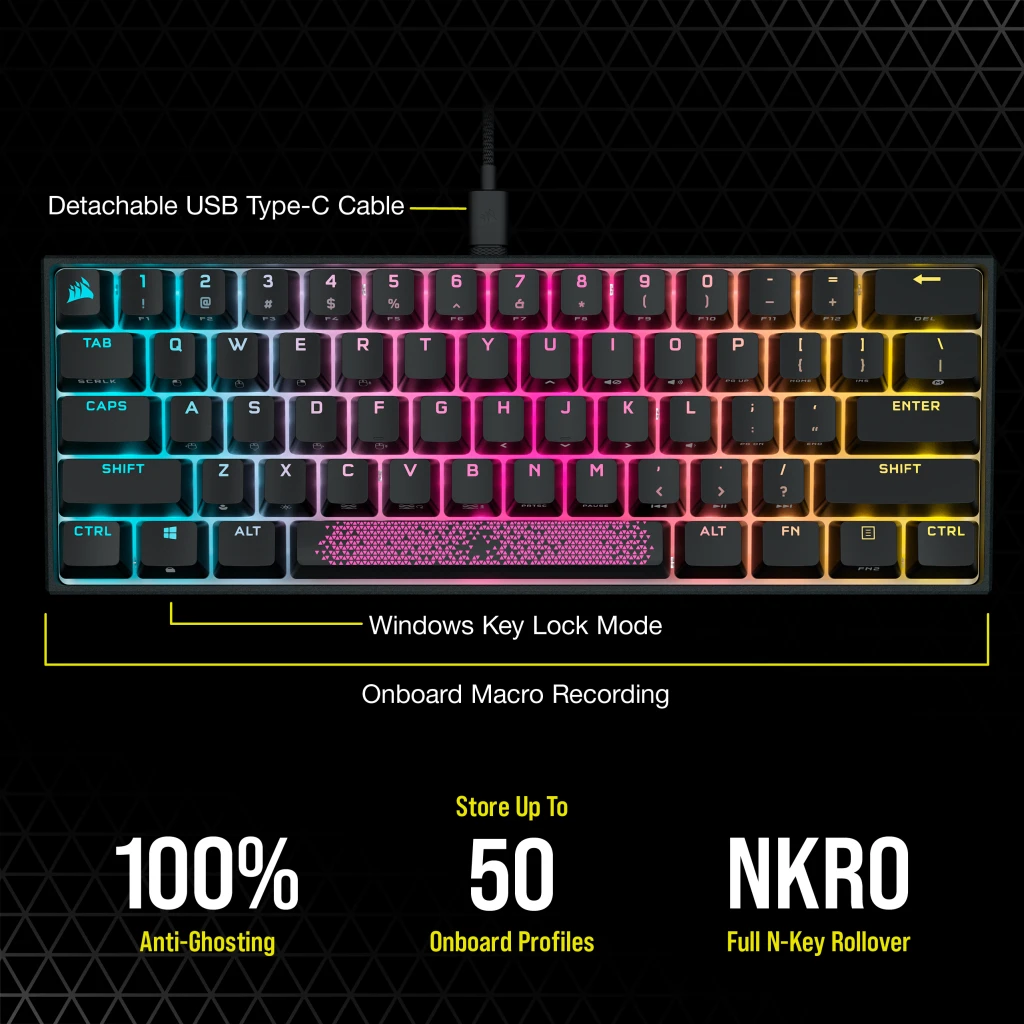 K65 RGB MINI 60% Mechanical Gaming Keyboard — CHERRY MX Red
