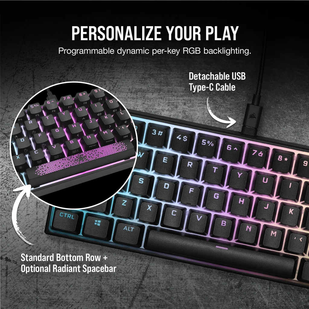 K65 RGB MINI 60% Mechanical Gaming Keyboard — CHERRY MX Red K65 RGB MINI 60% Mechanical Gaming Keyboard — CHERRY MX Red