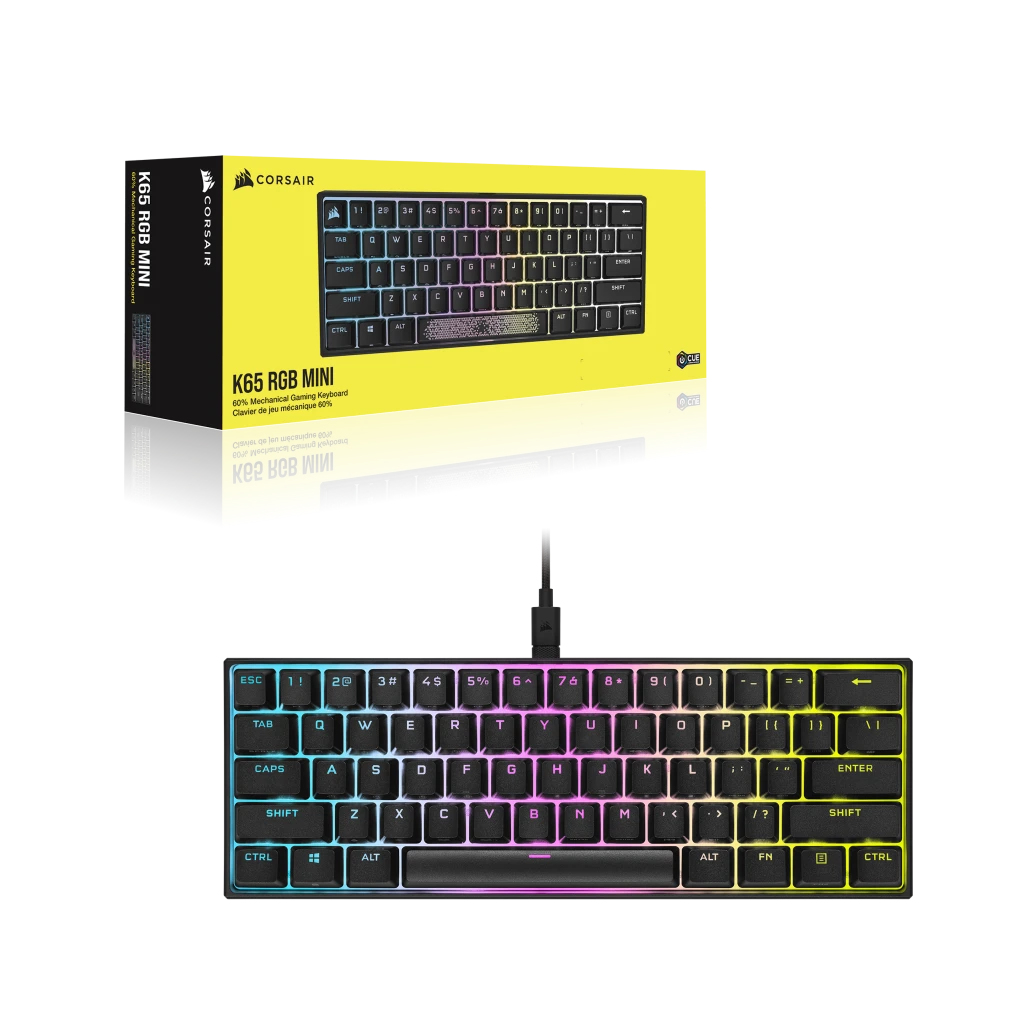 K65 RGB MINI 60% Mechanical Gaming Keyboard — CHERRY MX SILENT — Black