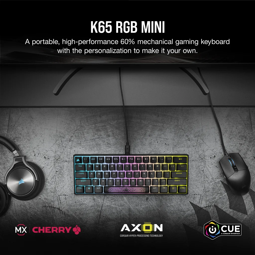 K65 RGB MINI 60% メカニカルゲーミングキーボード — CHERRY MX SPEED — ブラック