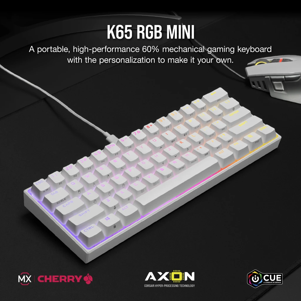 CORSAIR clavier K65 RGB Mini 60% Mechanical Gaming - Blanc (CH-9194110