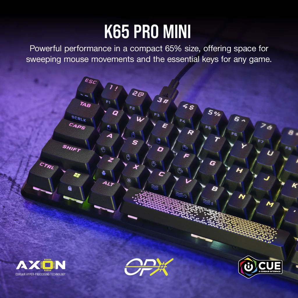 Corsair K65 PRO MINI Teclado Óptico Mecánico Gaming 65 % RGB OPX