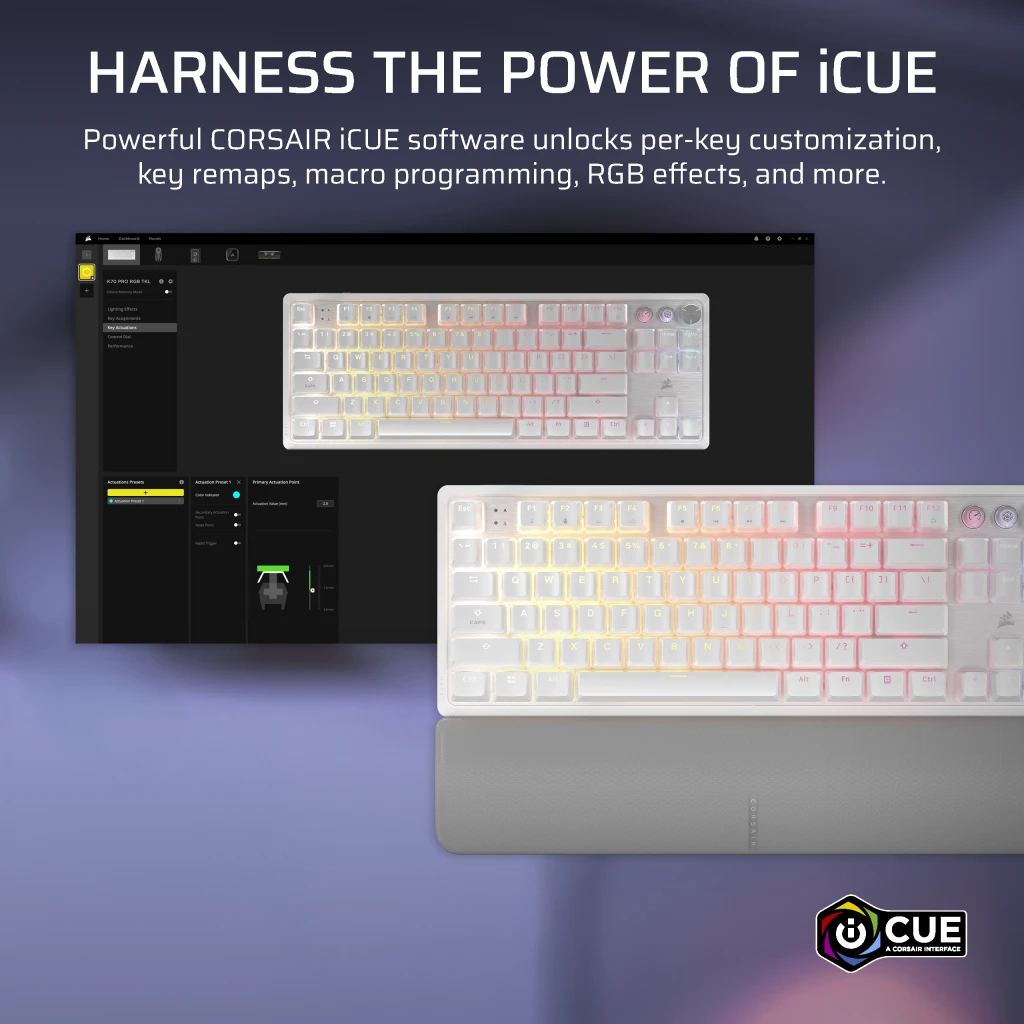 K70 PRO TKL High-Performance Hall Effect Programmable Gaming Keyboard with  Rapid Trigger - White