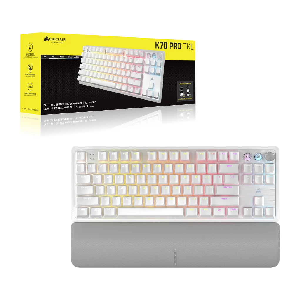 K70 PRO TKL High-Performance Hall Effect Programmable Gaming Keyboard with  Rapid Trigger - White