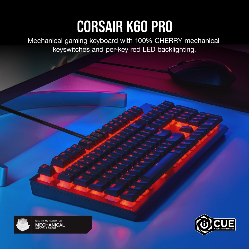 Corsair Teclado Gaming K60 RGB PRO Mechanical CH-910D019-SP - Beneficios en  Línea