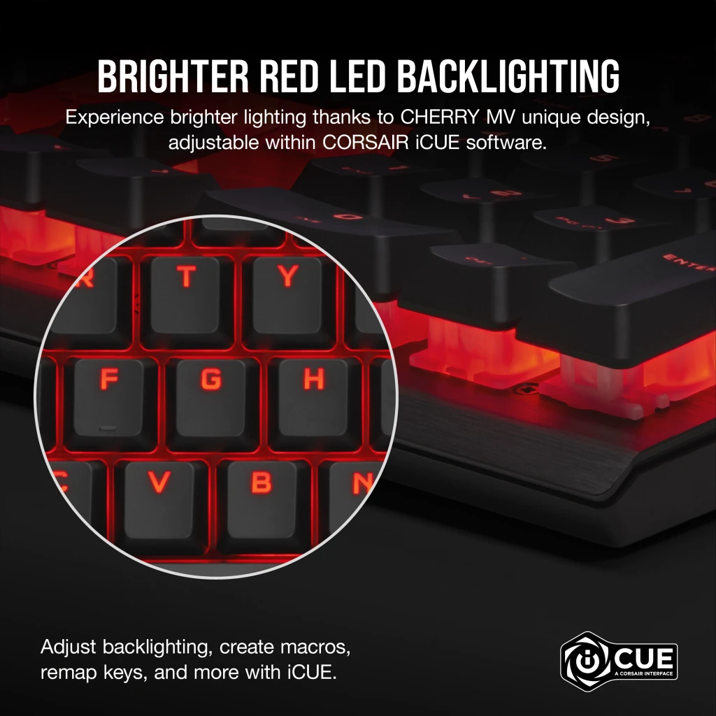 K60 PRO Mechanical Gaming Keyboard — Red LED — 100% CHERRY MV Mechanical Keyswitches — Black