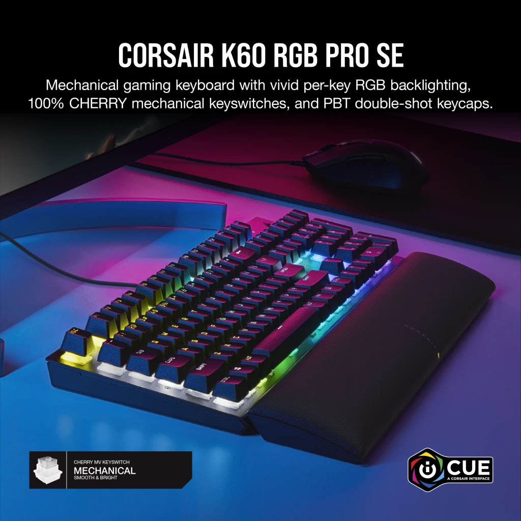 CORSAIR Clavier mécanique gaming K60 PRO a LED Rouge - Azerty - Noir