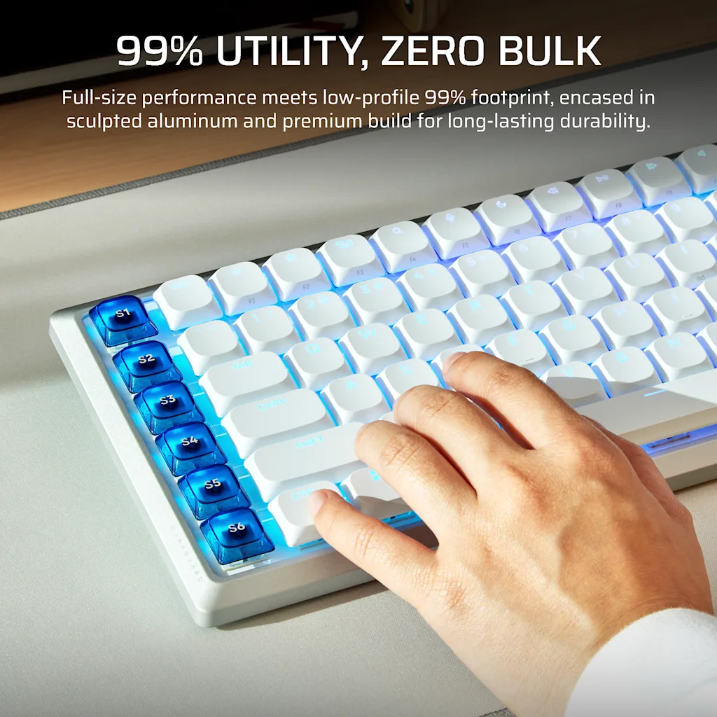 Corsair VANGUARD AIR 99 WIRELESS Optical-Mechanical Gaming Keyboard - White (UK) thumbnail 3