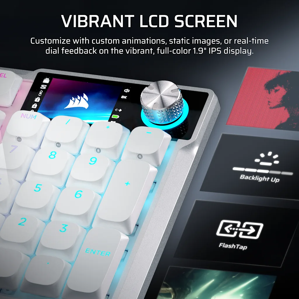 Corsair VANGUARD AIR 99 WIRELESS Optical-Mechanical Gaming Keyboard - White (UK) thumbnail 6