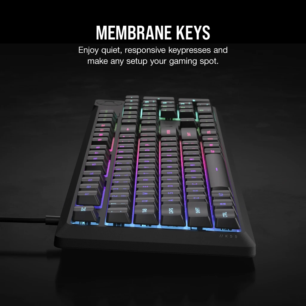 Corsair K55 CORE RGB Gaming Keyboard - Gray (UK) thumbnail 4