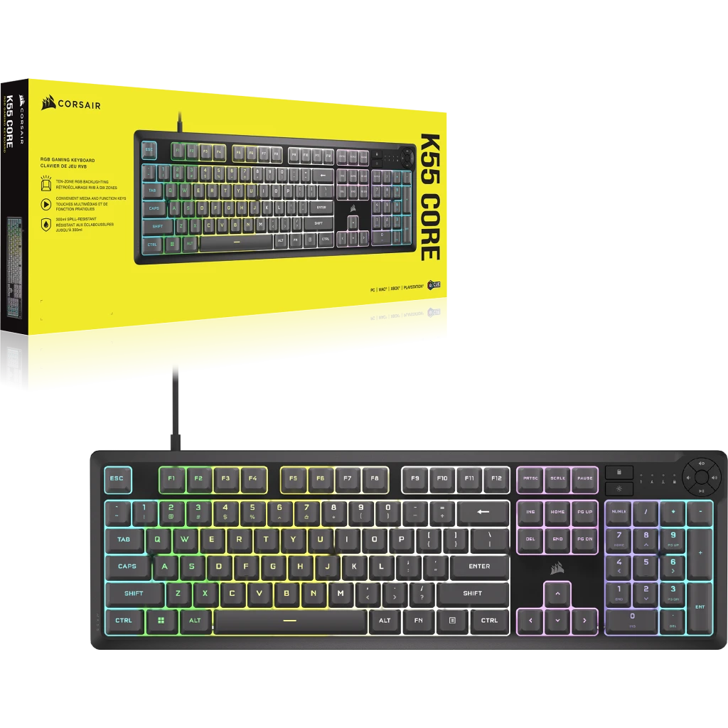 Corsair K55 CORE RGB Gaming Keyboard - Gray (UK) thumbnail 7
