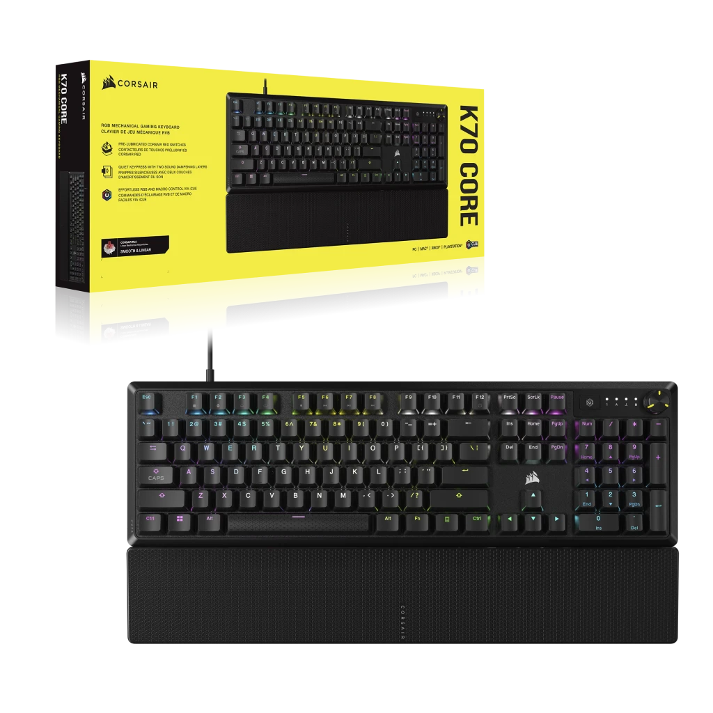 Corsair K70 CORE RGB Mechanical Gaming Keyboard with Palm Rest - Black (UK) thumbnail 8