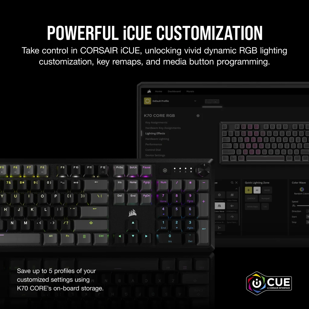 K70 CORE RGB Mechanical Gaming Keyboard — Carbon Gray