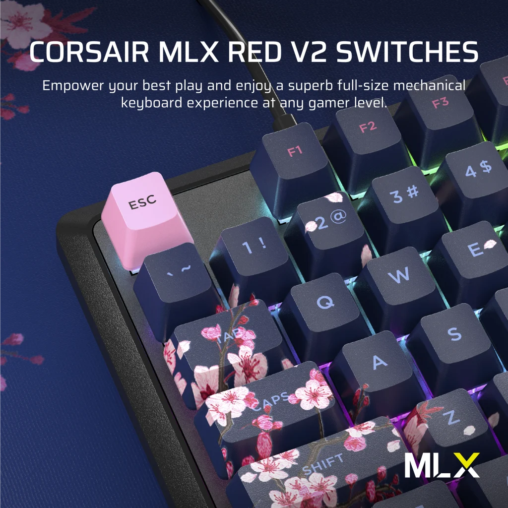 Corsair K70 CORE SE RGB Mechanical Gaming Keyboard - Dark Cherry Blossom (UK) thumbnail 4