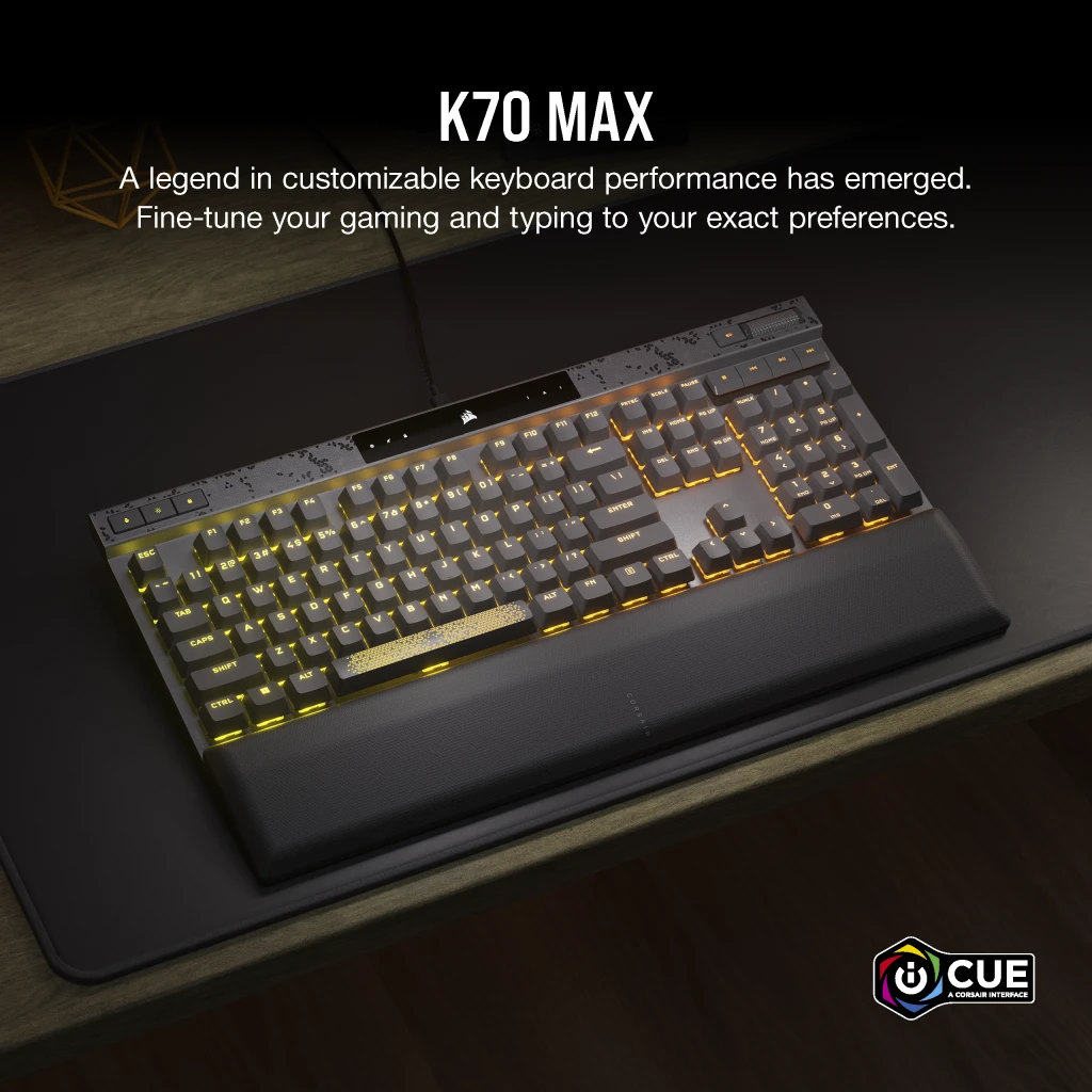 Grey CORSAIR Gaming — MAX Keyboard RGB — Switches Adjustable Steel MGX K70 Magnetic-Mechanical