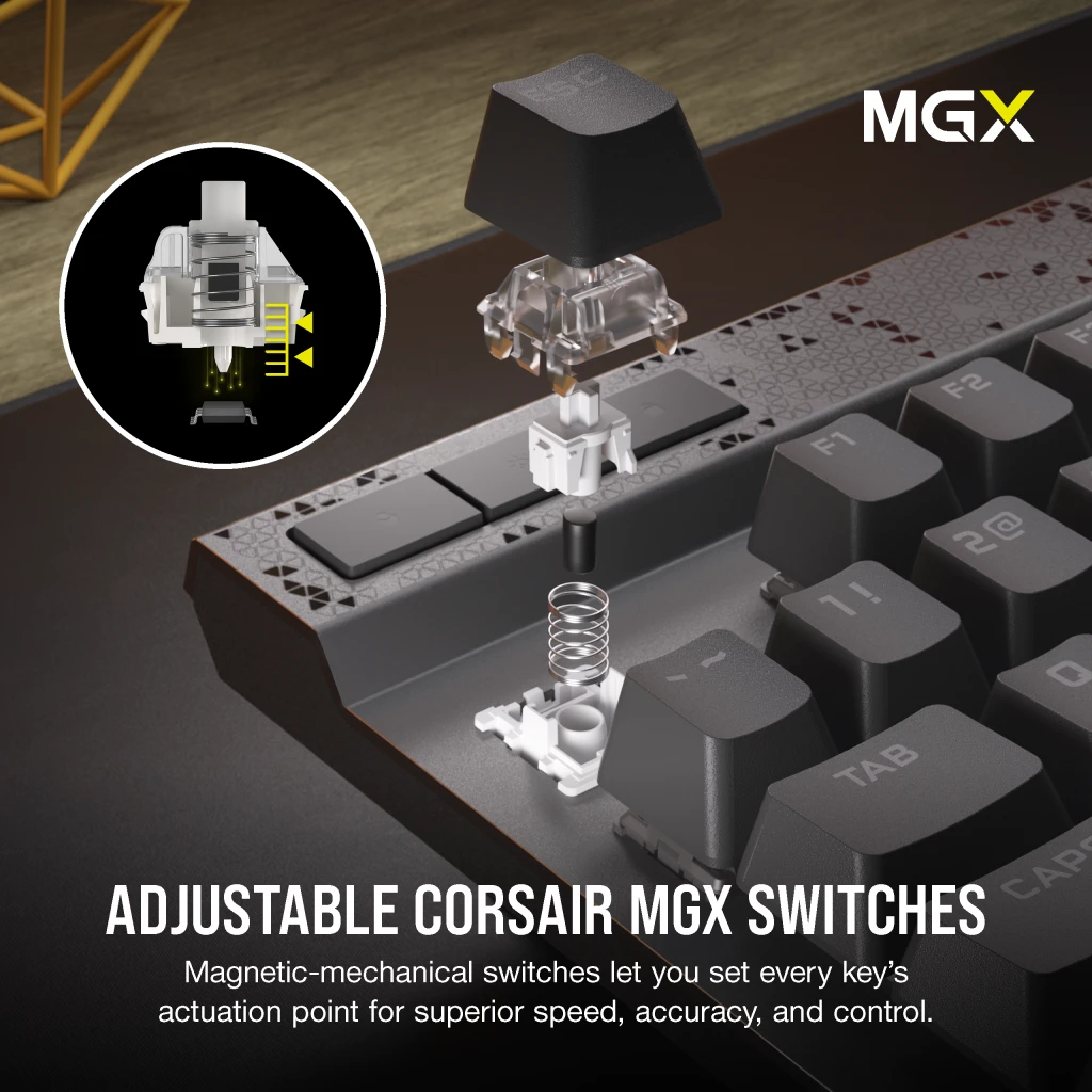 K70 MAX RGB Magnetic-Mechanical Gaming (DE) Steel Switches — Keyboard CORSAIR Adjustable — MGX Grey