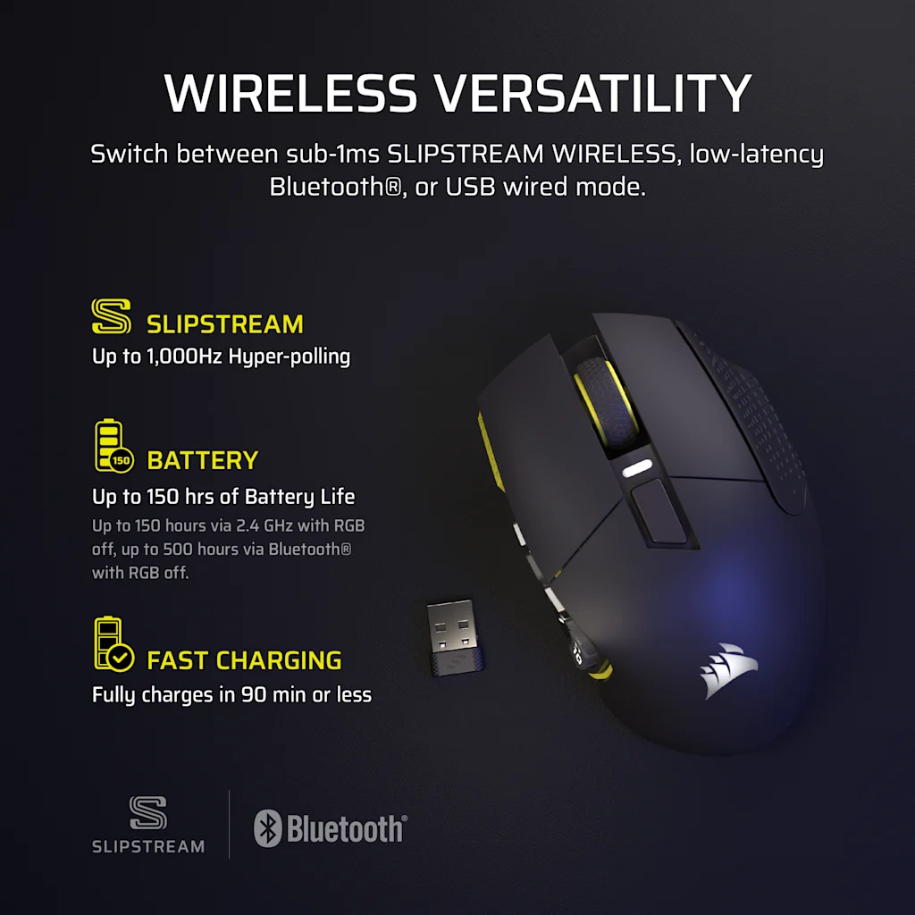 タ*ポ様 CORSAIR SCIMITAR ELTE WIRELESS SE　美 SCIMITAR ELITE WIRELESS SE MMO Gaming Mouse – Black & Yellow
