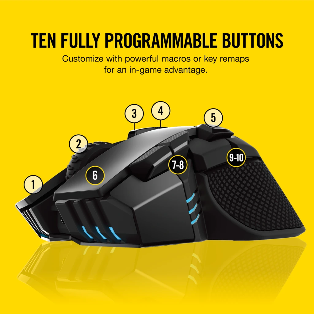 Yellow) Wired Gaming Mouse 10 Button Macro Programmable Plug And Play