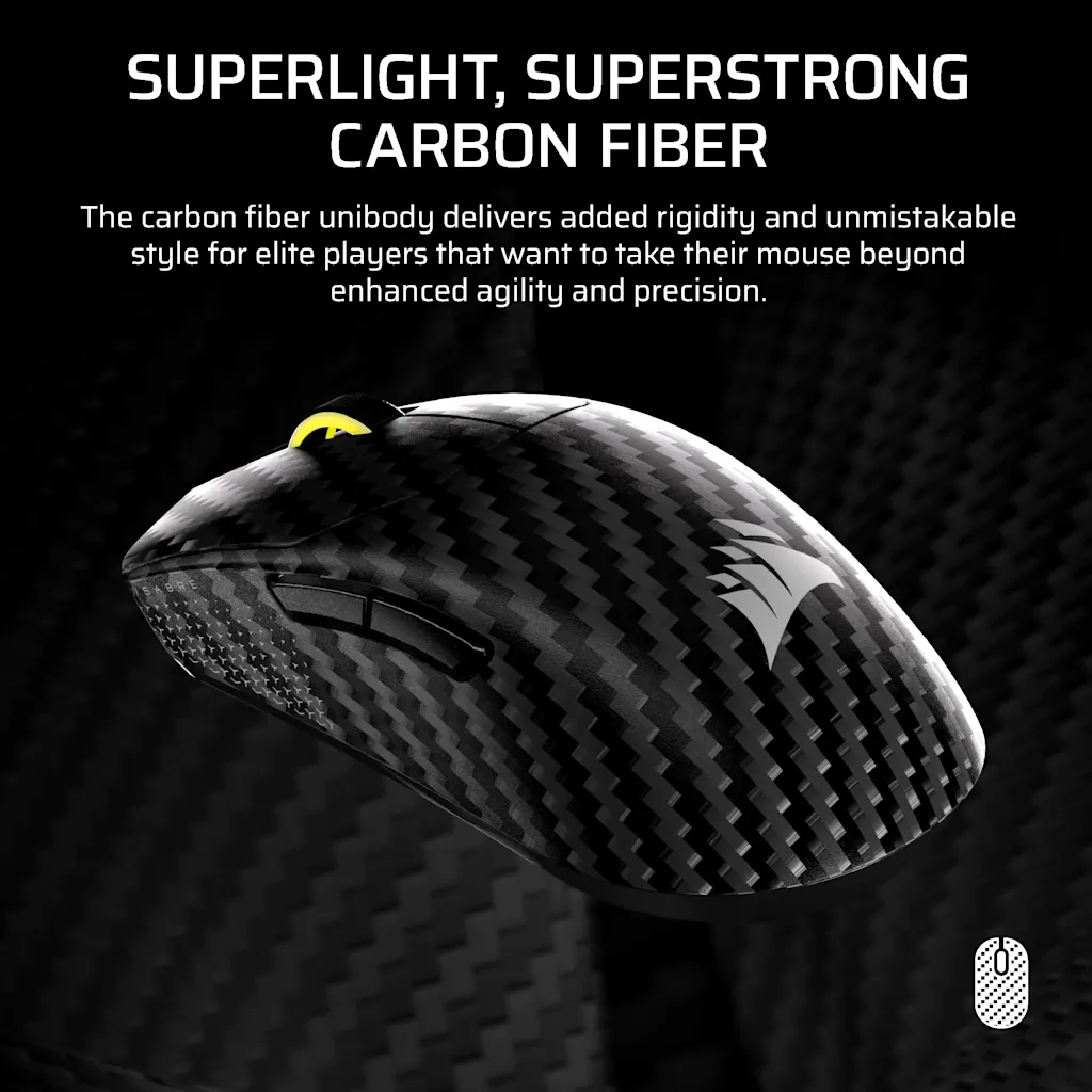 Corsair SABRE v2 PRO CARBON FIBER WIRELESS Gaming Mouse - Black thumbnail 3