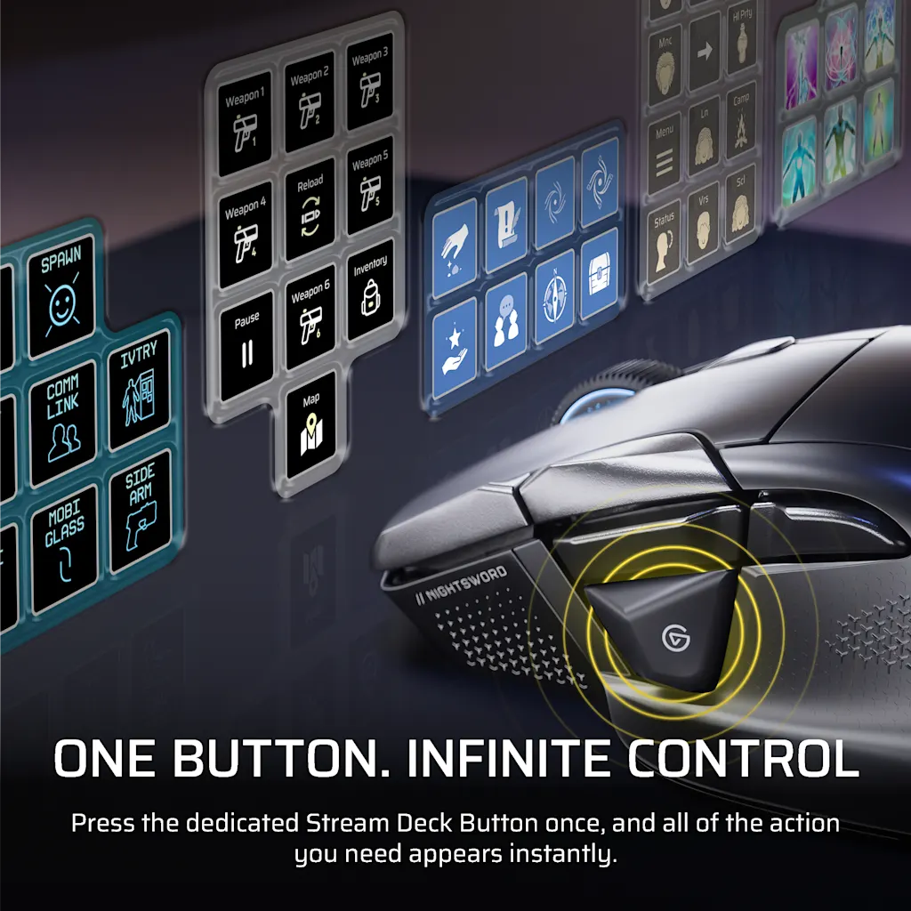 Corsair NIGHTSWORD v2 WIRELESS SD Stream Deck Gaming Mouse thumbnail 3