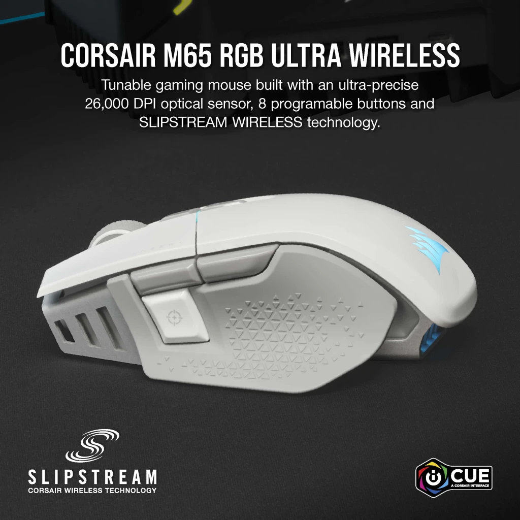 M65 RGB ULTRA Gaming Tunable WIRELESS (AP) FPS White Mouse —