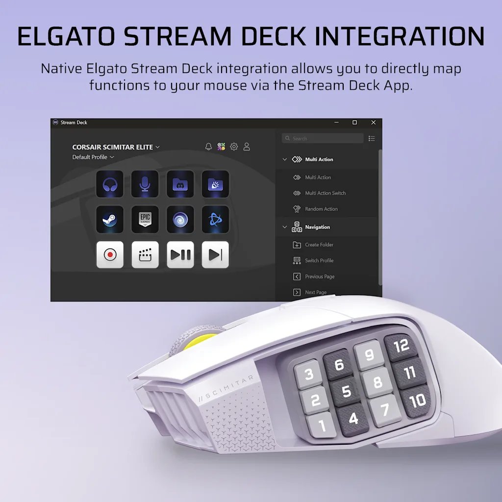 Mysz do gier MMO SCIMITAR ELITE WIRELESS SE — biała