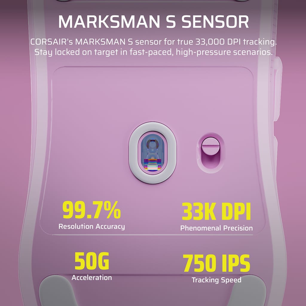 Corsair SABRE v2 PRO ULTRALIGHT WIRELESS Gaming Mouse - Pink thumbnail 5