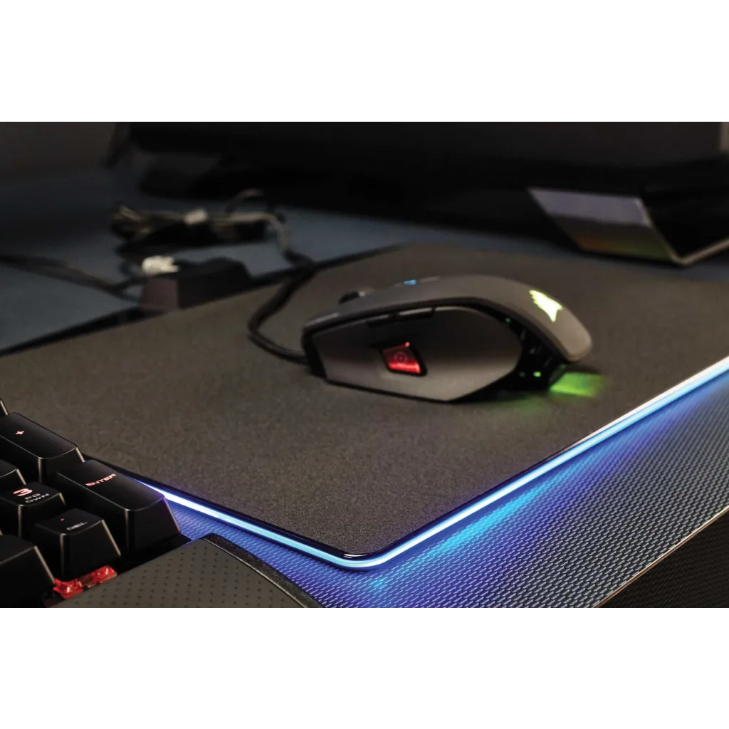 Corsair Gaming MM800 RGB Polaris - Tapis de souris gaming - rigide -  rétroéclairage RGB - surface optimisée pour la vitesse - format moyen (350  x 260 x 5 mm)