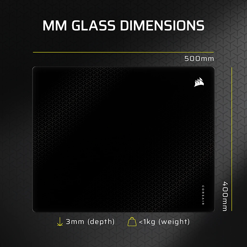 MM Glass 大型高精度ゲーミングマウスパッド - ブラック