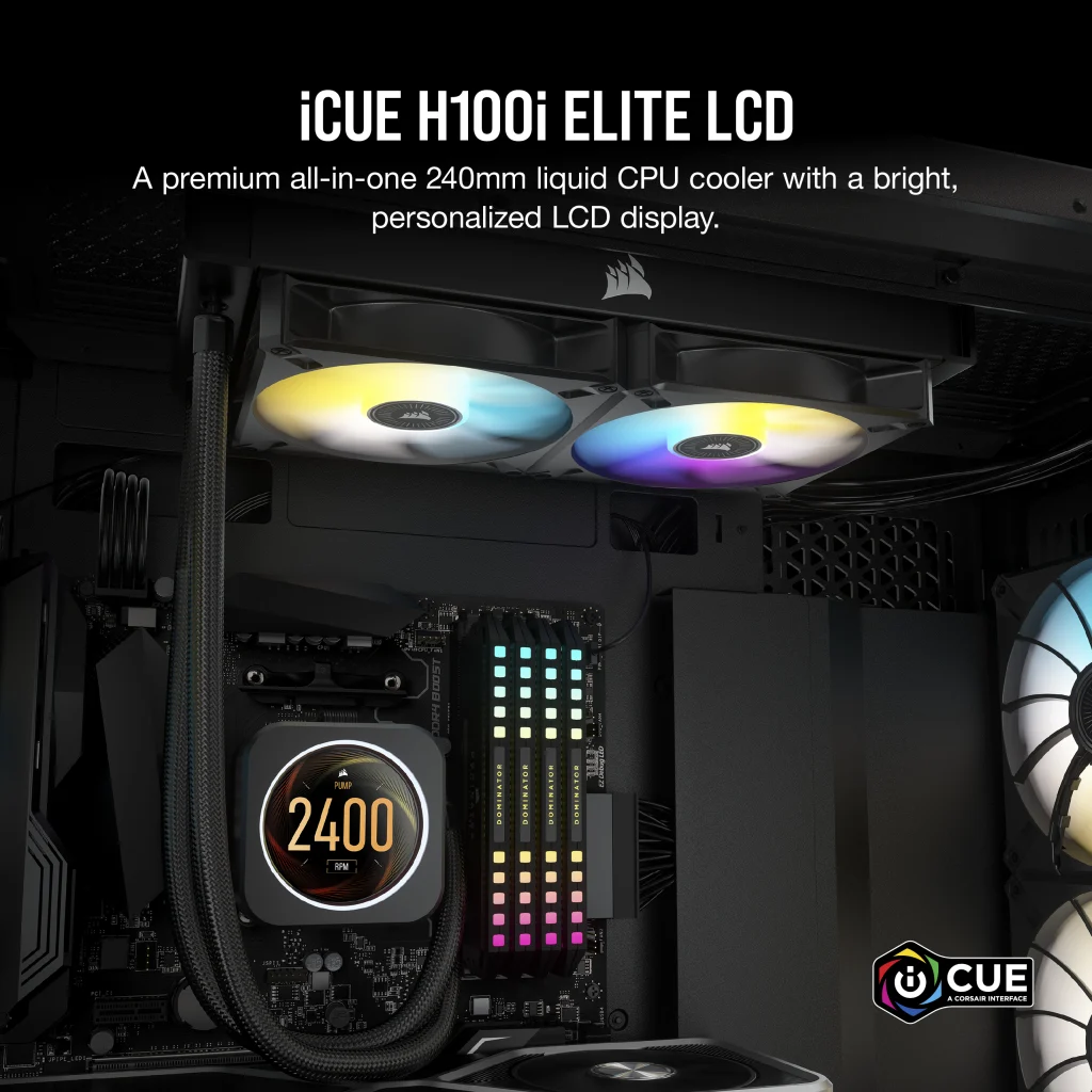 iCUE H100i ELITE LCD Display Liquid CPU Cooler