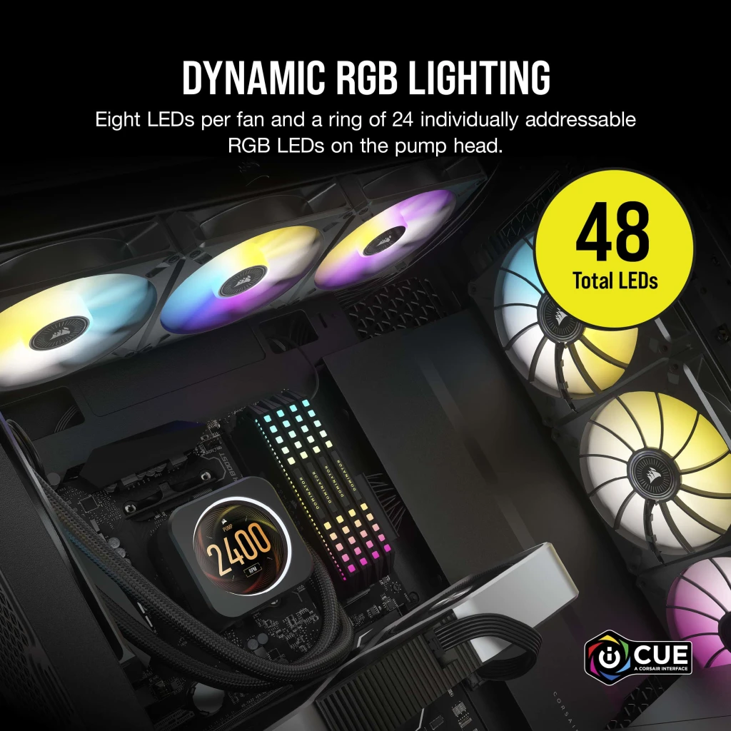 CORSAIR iCUE LINK H150i QX RGB LED 360mm Radiator CPU Liquid Cooler (3  120mm Core Fans) with 2.1 IPS LCD Screen Black CW-9061008-WW - Best Buy