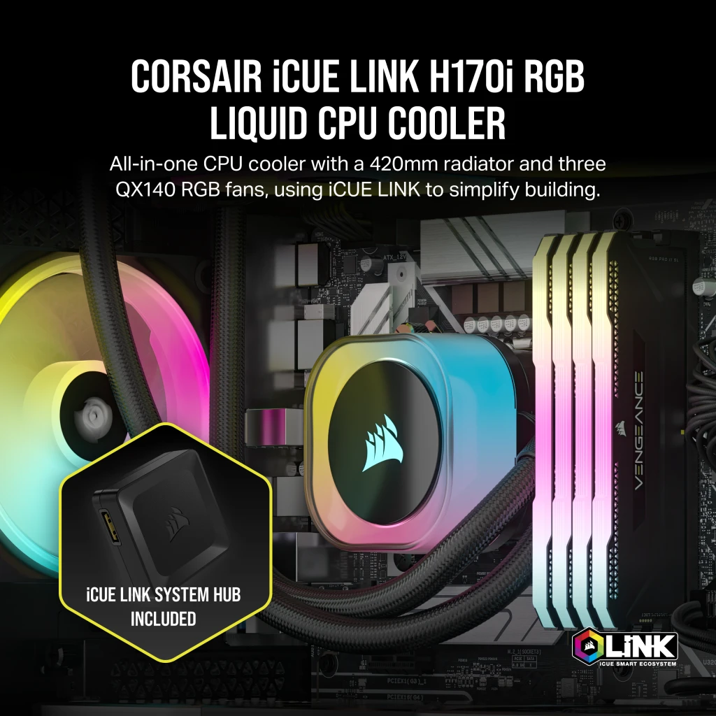 iCUE LINK H170i RGB AIO Liquid CPU Cooler