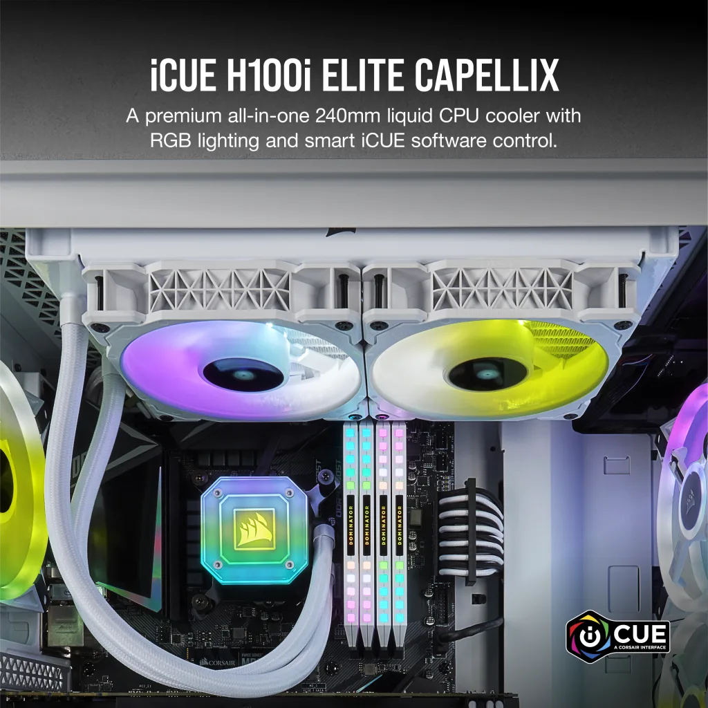 iCUE H100i ELITE CAPELLIX Liquid CPU Cooler — White