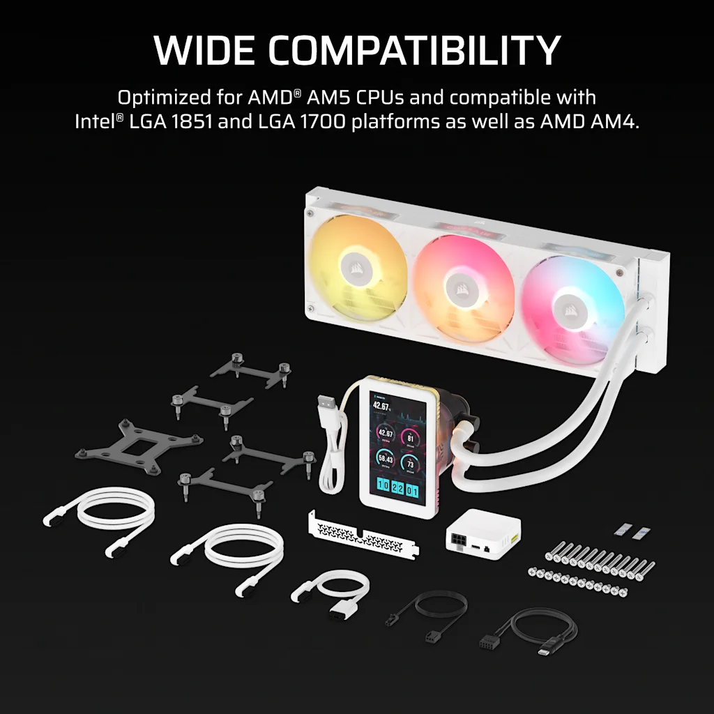 Corsair iCUE LINK TITAN II 360 RX LCD AIO Liquid CPU Cooler - White thumbnail 5
