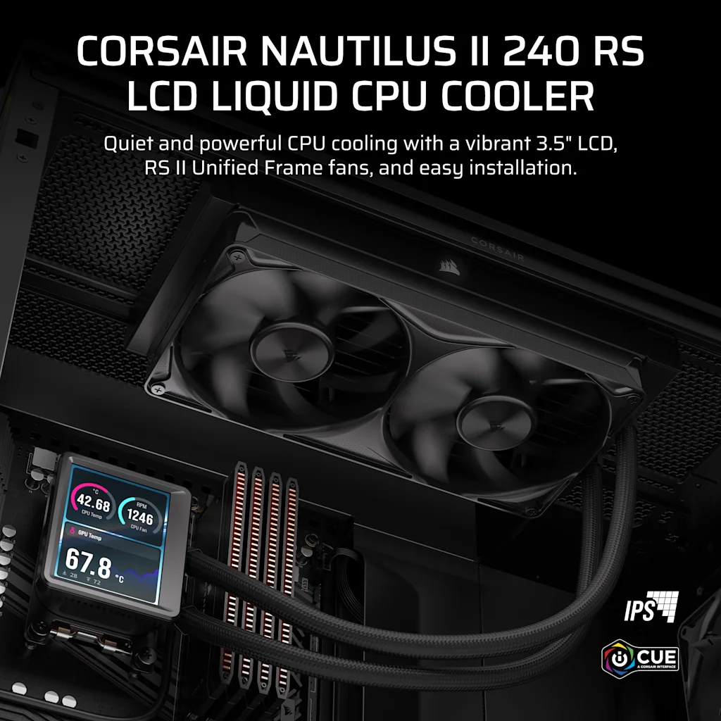 Corsair NAUTILUS II 240 RS LCD Liquid CPU Cooler thumbnail 2