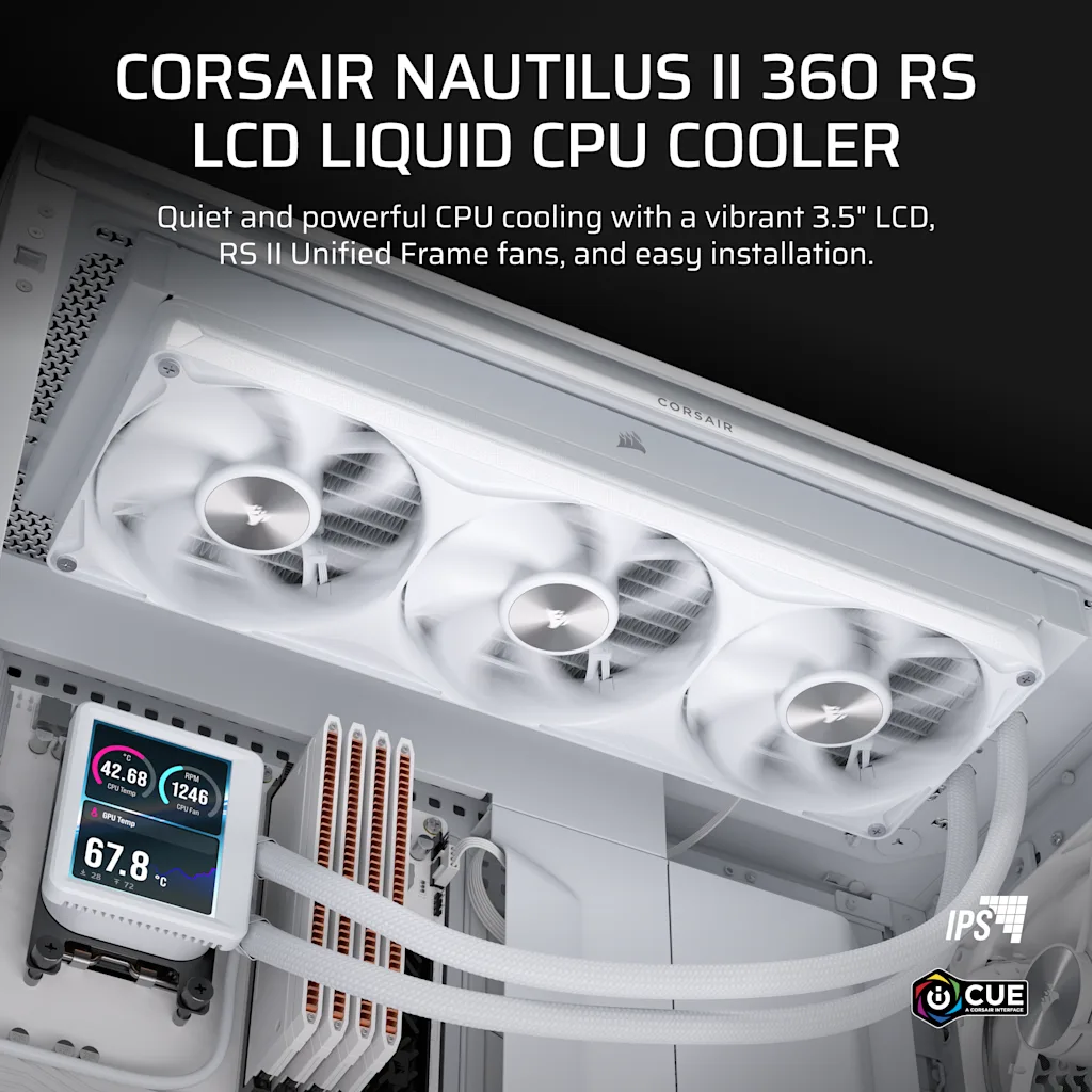 Corsair NAUTILUS II 360 RS LCD Liquid CPU Cooler - White thumbnail 2